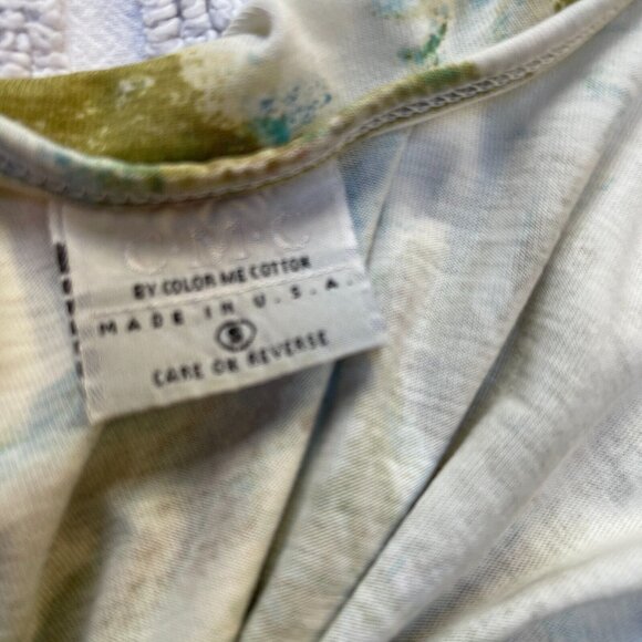 C.M.C by Color Me Cotton Small Asymmetric Neck Printed 3/4 Sleeve Top Green - Picture 3 of 7